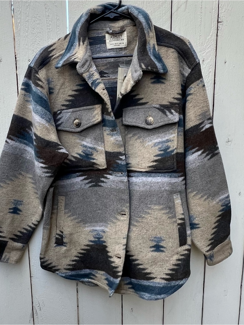 Women’s Grey Aztec Wool-Blend Jacket